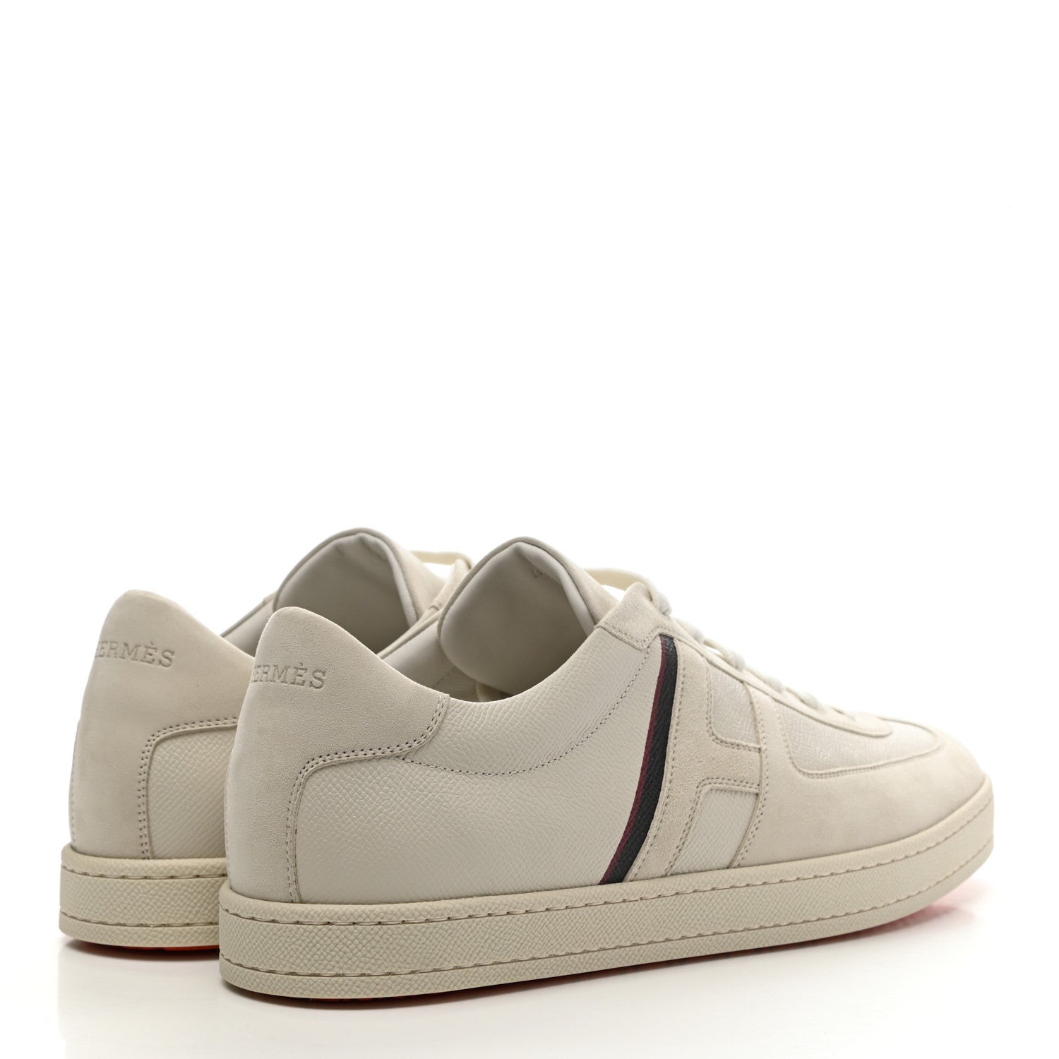 Hermes Epsom Suede Goatskin Mens Boomerang Sneakers 45 Beige Glaise 4 of 10
