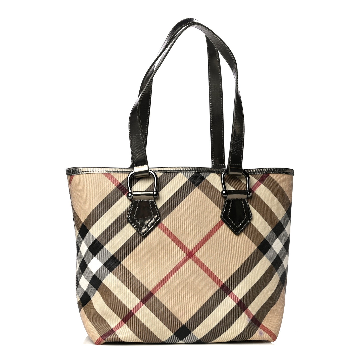 Patent Trim Nova Check Small Nickie Shopper Tote