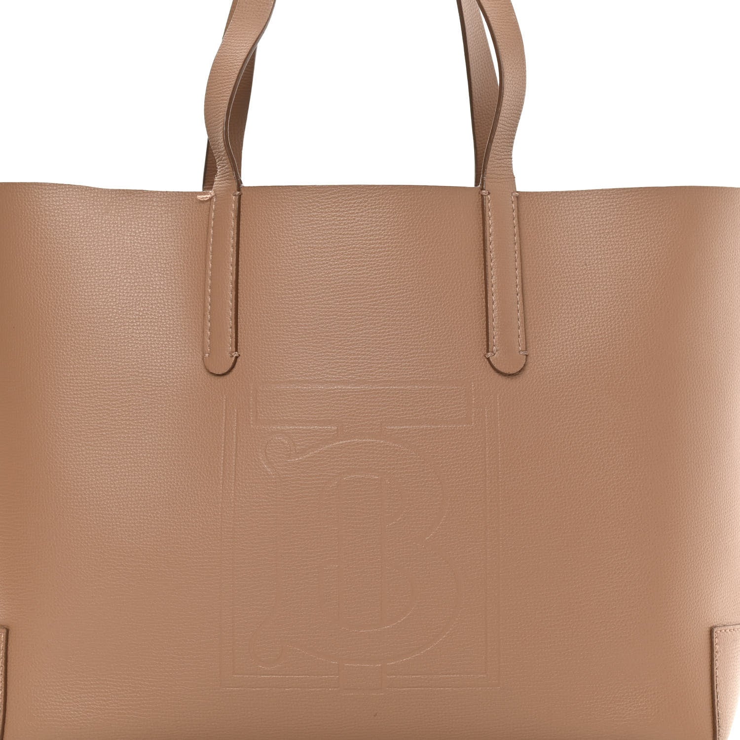 Burberry Calfskin TB Motif Embossed Medium Tote Camel 9 of 18
