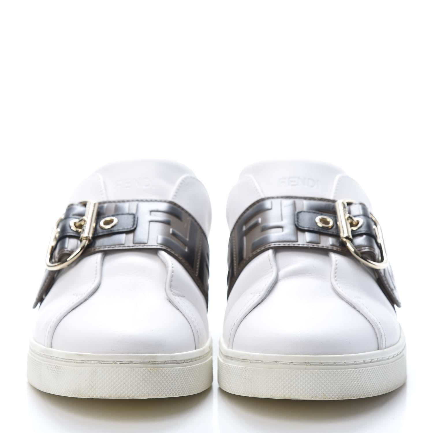 Fendi Vitello FF Embossed Womens Slip On Sneakers 37 Ultra White Maya Black 2 of 12