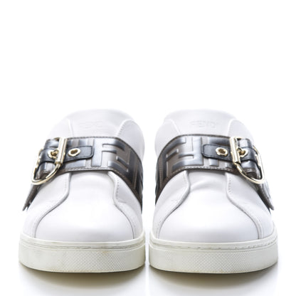 Fendi Vitello FF Embossed Womens Slip On Sneakers 37 Ultra White Maya Black 2 of 12