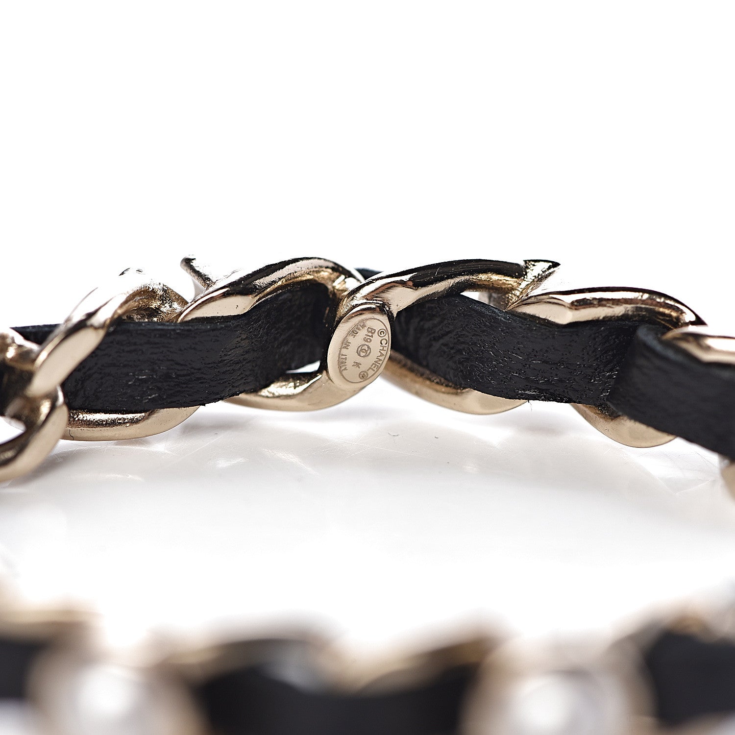 Chanel Lambskin Pearl CC Chain Hoop Earrings Gold Black 4 of 5