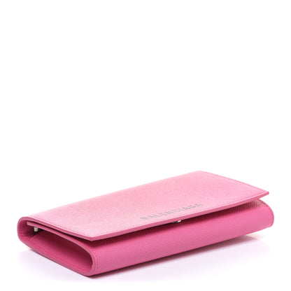 Balenciaga Signature Grained Calfskin Logo Ville Wallet on Chain Bubble Gum Black 4 of 12