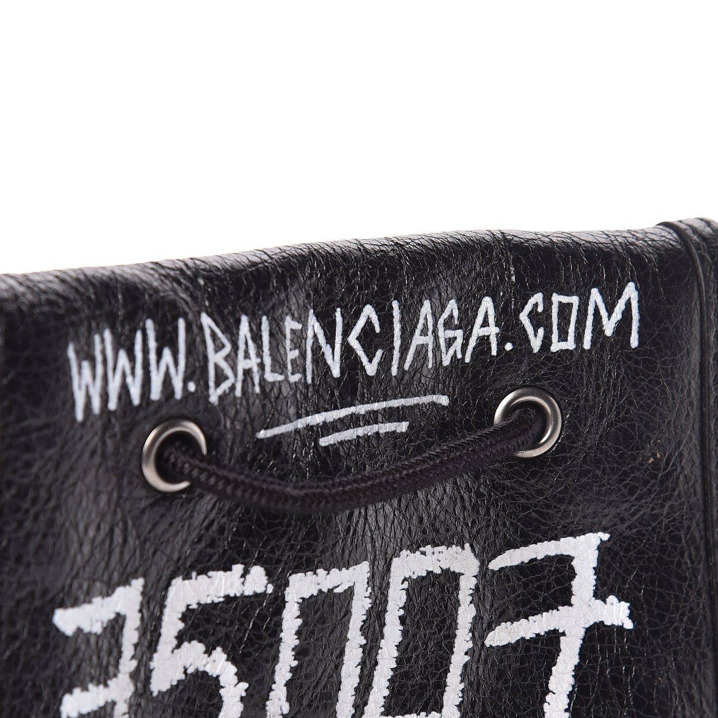 Agneau Graffiti All Over Small Explorer Pouch with Strap Black White
