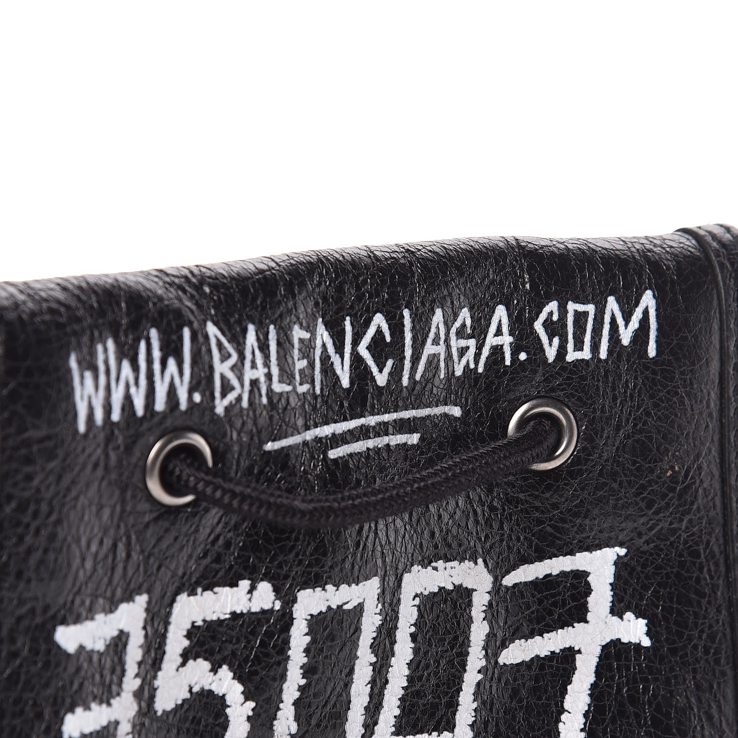 Balenciaga Agneau Graffiti All Over Small Explorer Pouch with Strap Black White 13 of 13