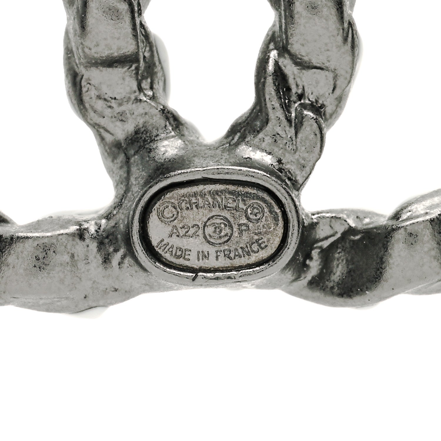 Chanel Lambskin Chain CC Earrings Silver Grey 3 of 3