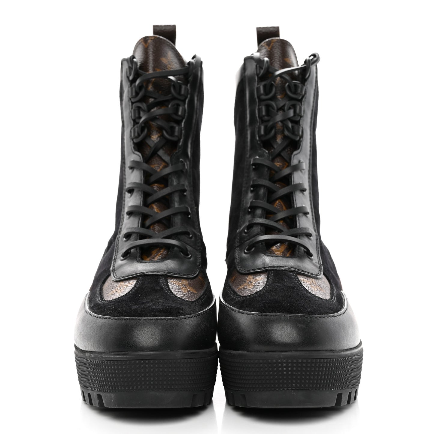 Suede Calfskin Monogram Laureate Platform Desert Boots 41 Black