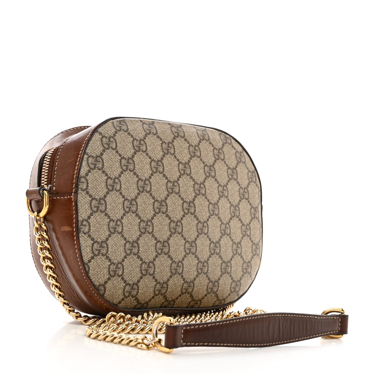 GG Supreme Monogram Cuoio Toscano Mini Chain Shoulder Bag Beige Ebony Cuir