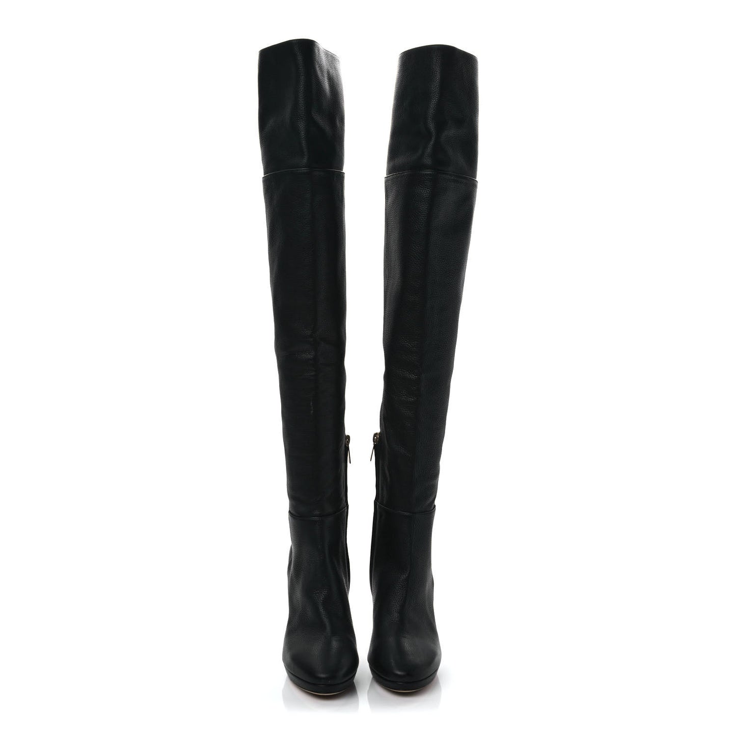 Grainy Calfskin Hayley 100 Over The Knee Boots 37 Black