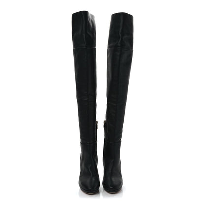 Jimmy Choo Grainy Calfskin Hayley 100 Over The Knee Boots 37 Black 2 of 7