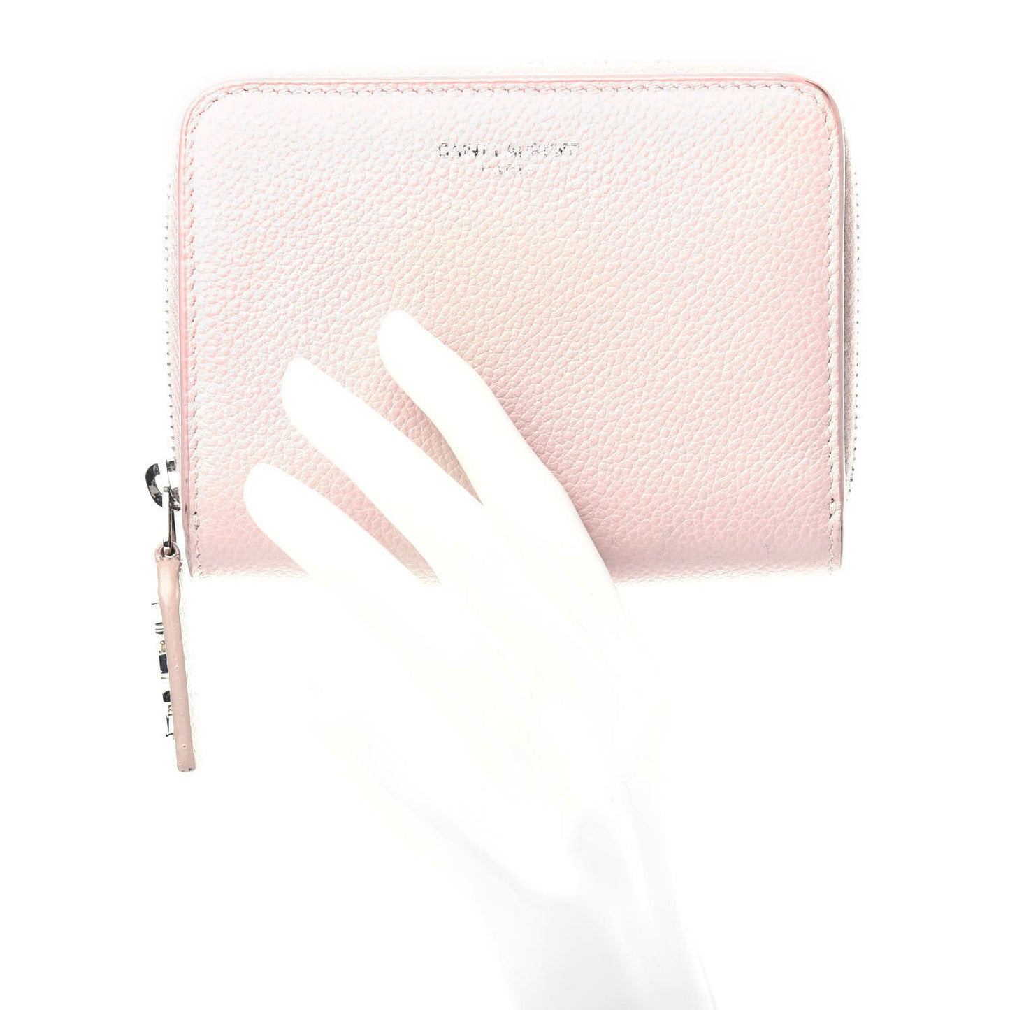 Grained Calfskin Rive Gauche Compact Zip Around Wallet Pink