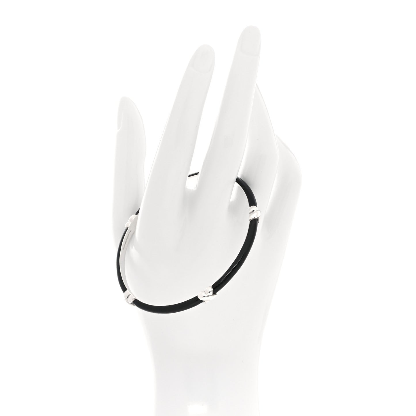 Sterling Silver Enamel Signature X Bangle Bracelet Black
