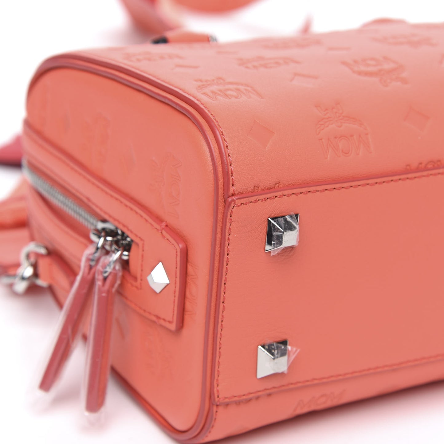Calfskin Ottomar Monogram Essential Boston Bag Hot Coral