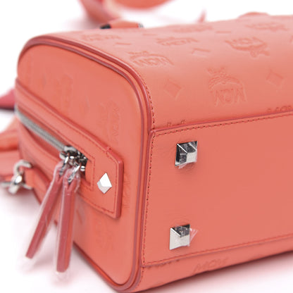 MCM Calfskin Ottomar Monogram Essential Boston Bag Hot Coral 8 of 9
