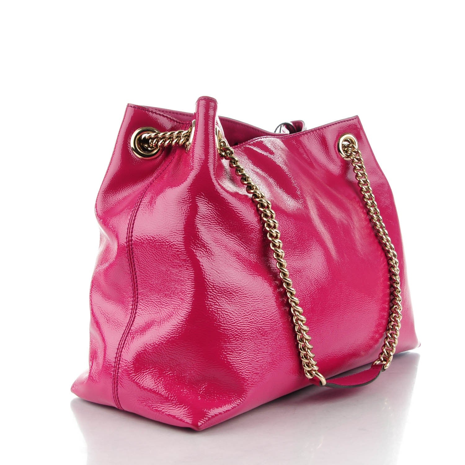 Gucci Vernice Naplack Medium Soho Chain Shoulder Bag Bright Bouganville 3 of 8