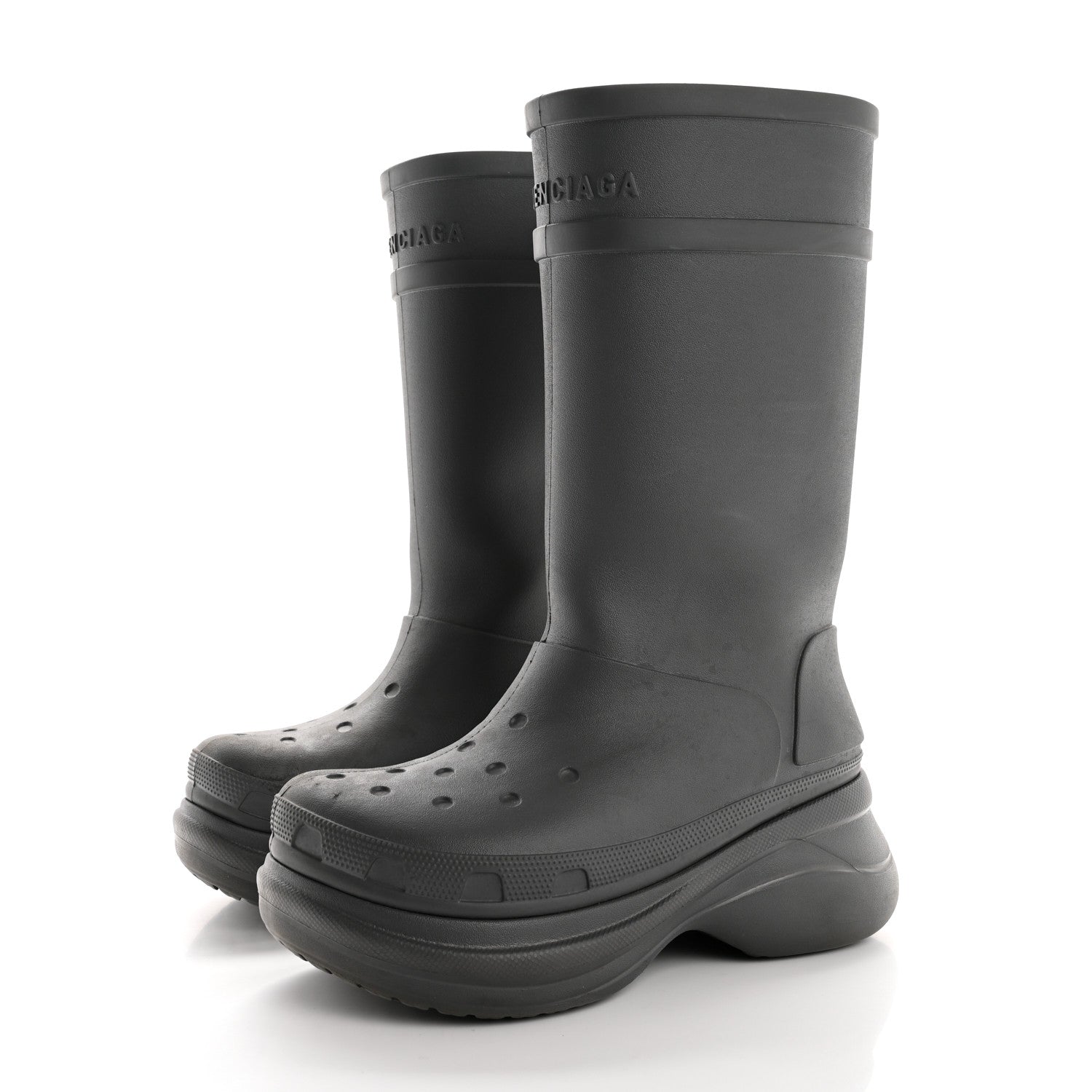 Balenciaga X CROCS Rubber Womens Rain Boots 41 Grafite 3 of 8