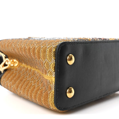 Louis Vuitton Calfskin Sequin Mini Capucines Gold Black 8 of 9