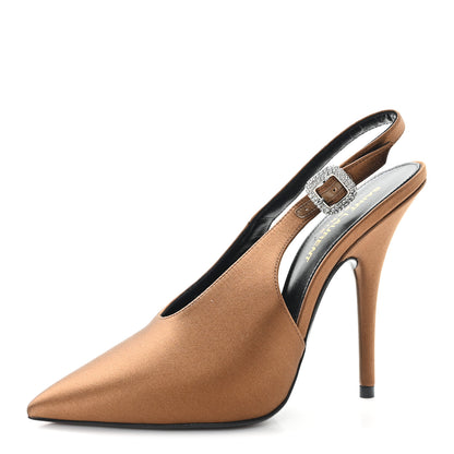 Saint Laurent Silk Satin Yasmeen 115 Slingback Pumps 36.5 Alpen Mou 1 of 10