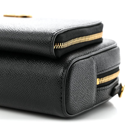Christian Dior Grained Calfskin Caro Double Pouch Black 10 of 10