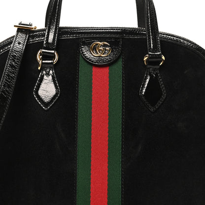 Gucci Suede Patent GG Web Medium Ophidia Top Handle Dome Bag Black 8 of 10