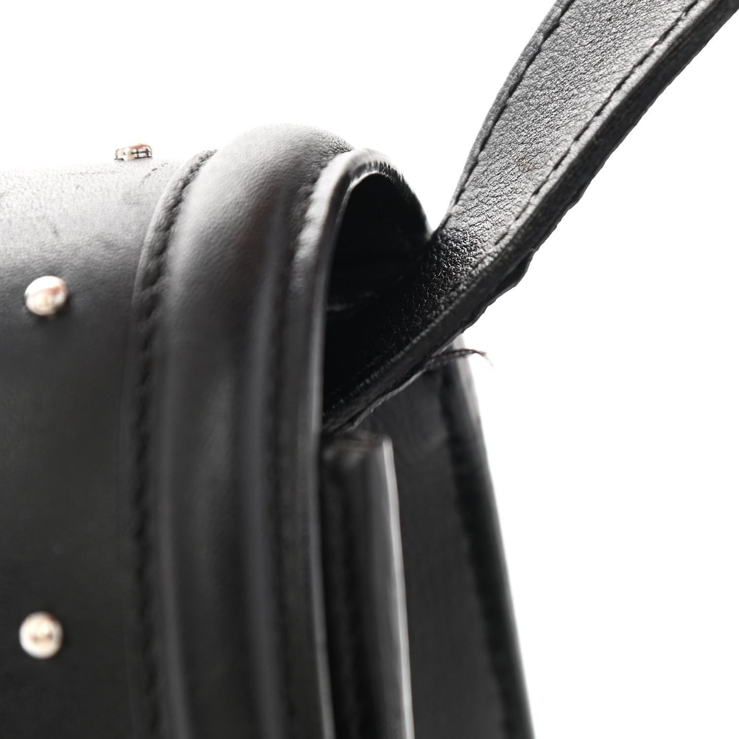 Calfskin Studded Small Padlock Crossbody Bag Black
