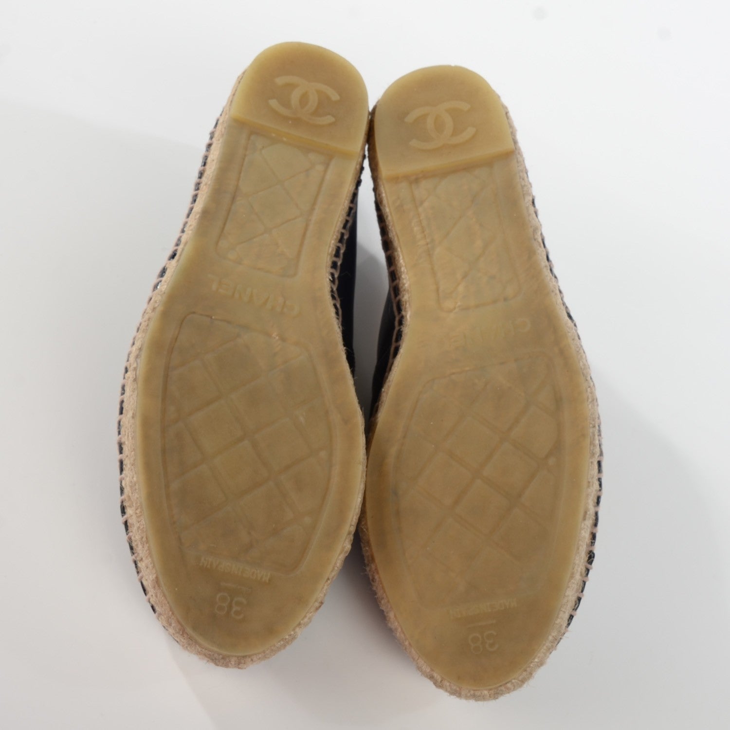 Chanel Lambskin CC Espadrilles 38 Navy Black 6 of 9