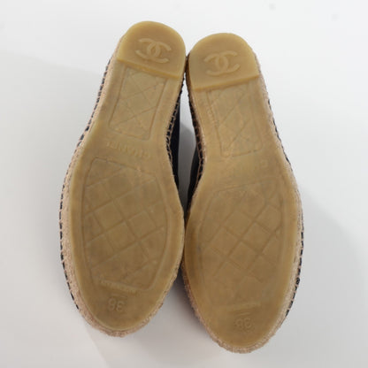 Chanel Lambskin CC Espadrilles 38 Navy Black 6 of 9