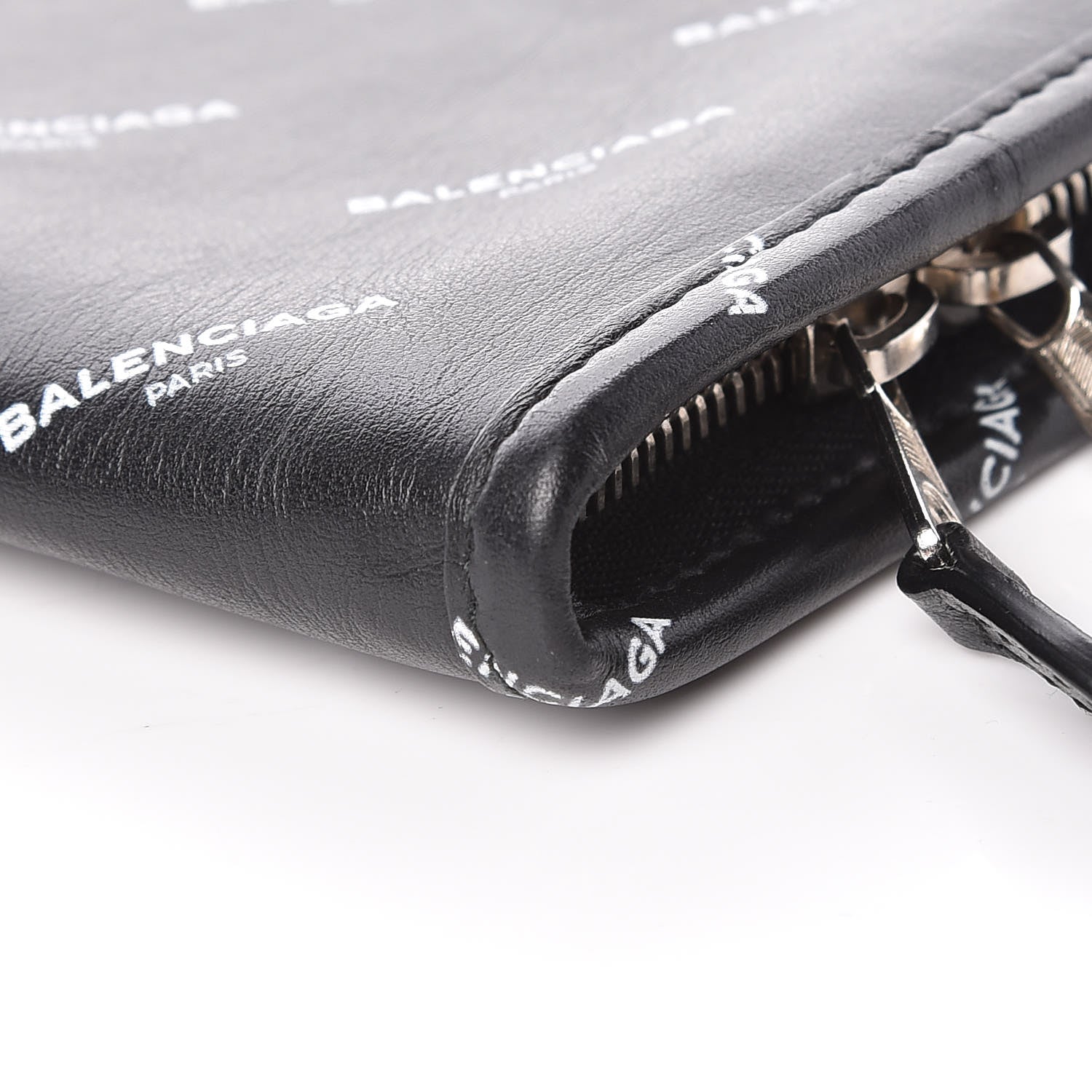 Balenciaga Calfskin Allover Logo Documents Case Black 9 of 13