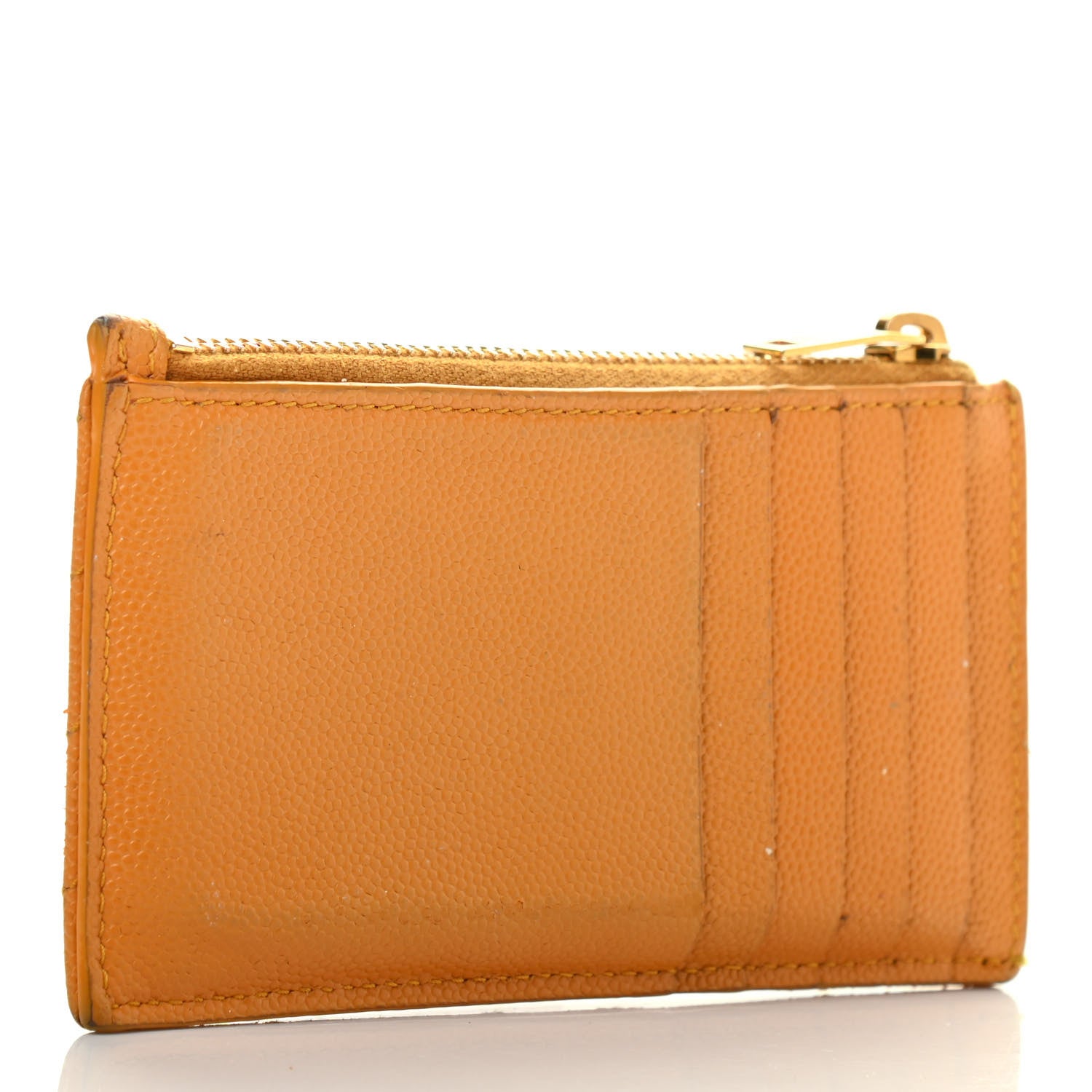 Saint Laurent Monogram Grain de Poudre 5 Fragments Zip Pouch Card Holder Orange 3 of 12