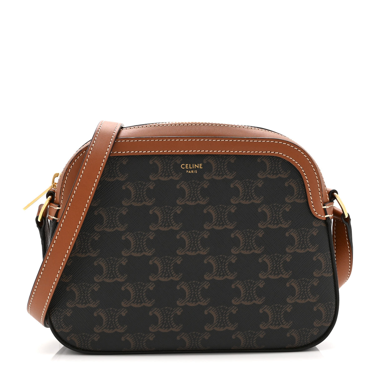 Triomphe Canvas Small Camera Bag Tan