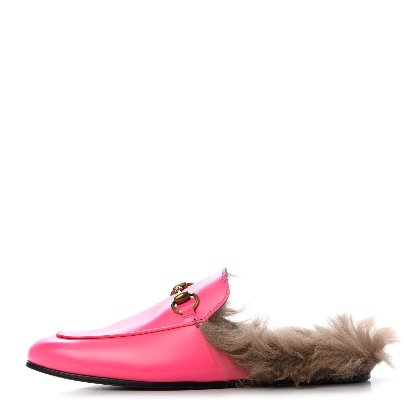 Calfskin Fur Mens Princetown Slippers 7 Fuxia Fluo Natural