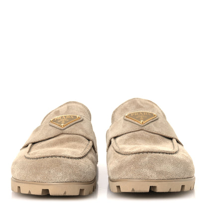 Prada Suede Scamosciato Triangle Logo Mules 36 Deserto 3 of 11