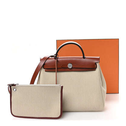 Hermes Military Toile Vache Hunter Herbag Zip 31 PM Beton Rouge H 12 of 12