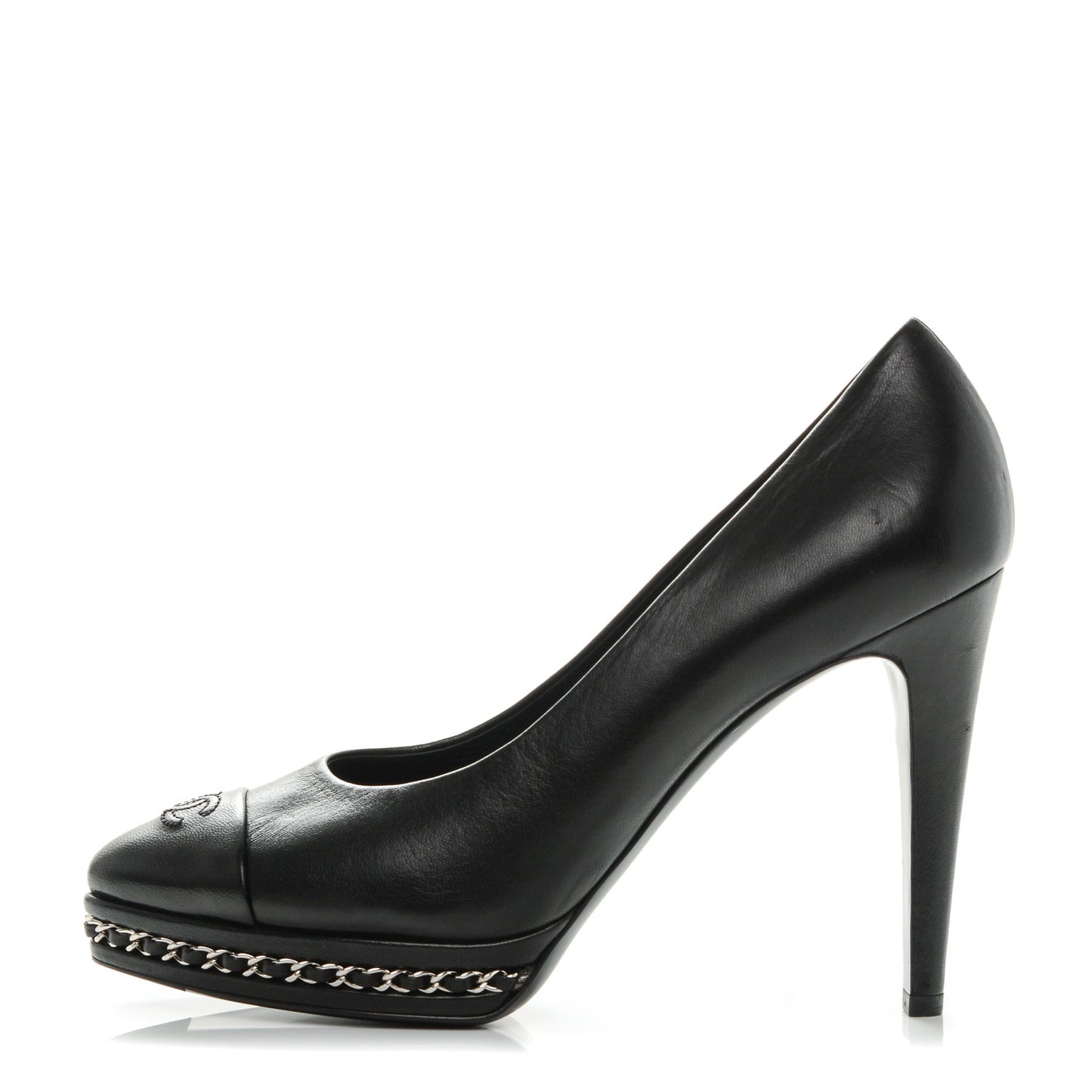 Calfskin Platform Chain Pumps 39.5 Black