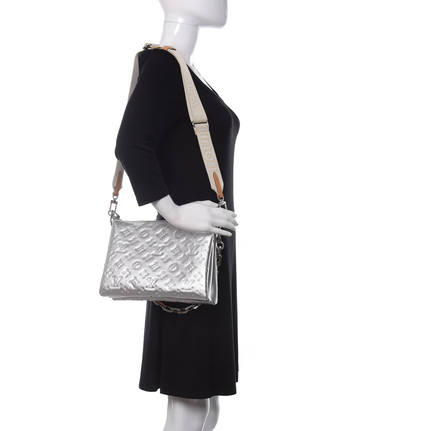 Louis Vuitton Metallic Lambskin Embossed Monogram Coussin PM Silver 2 of 9