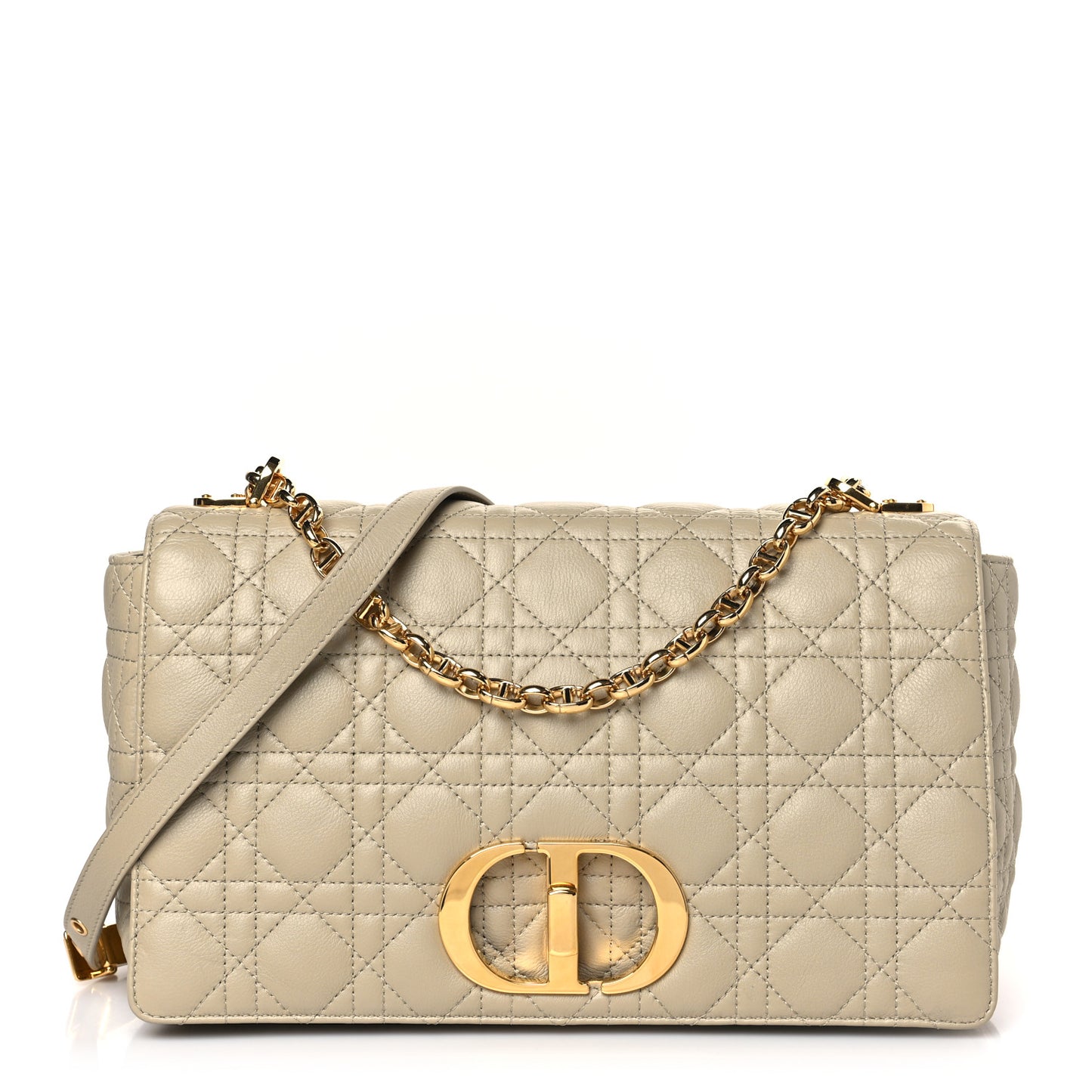 Supple Calfskin Cannage Large Caro Bag Beige