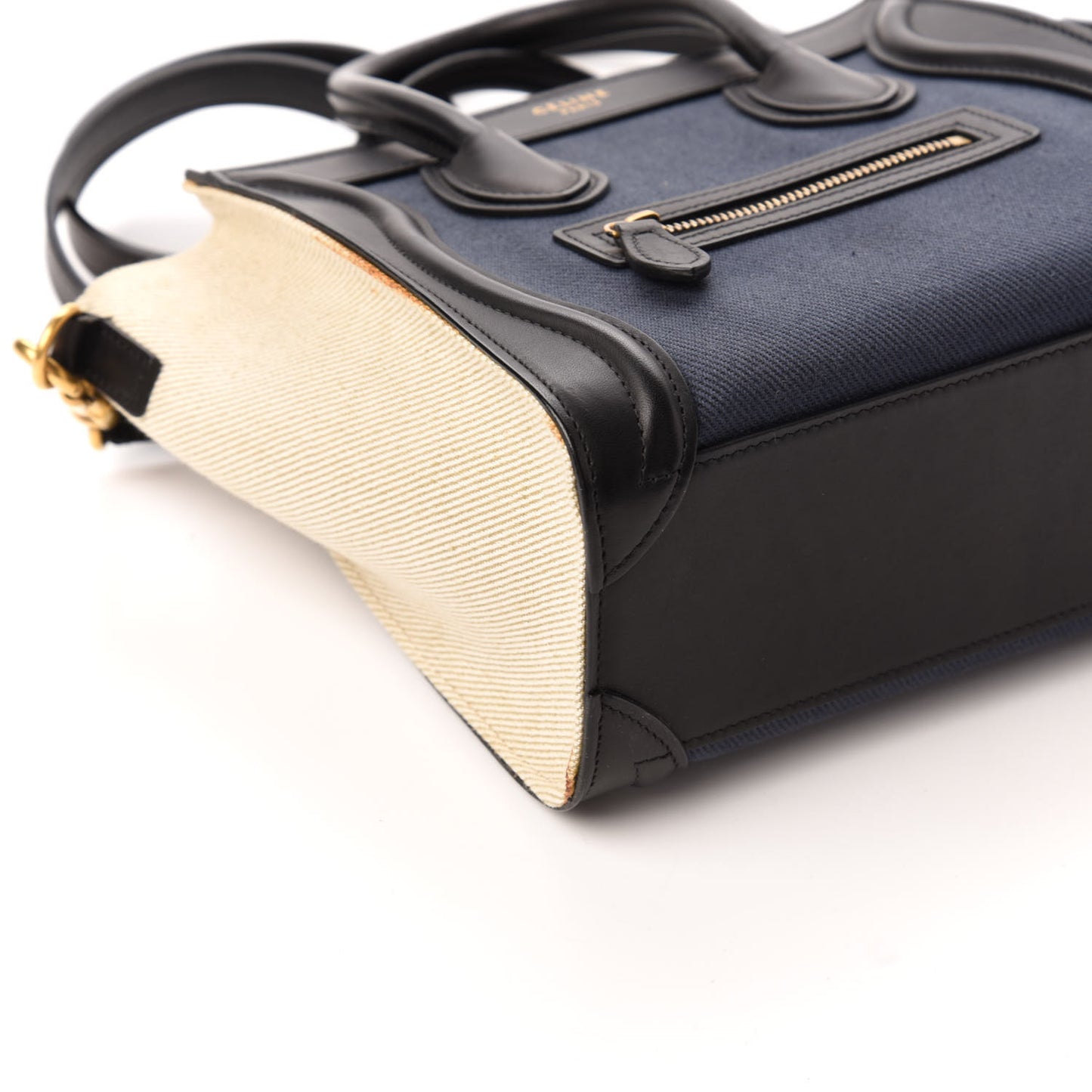 Canvas Smooth Calfskin Nano Tri-Color Luggage Navy Blue