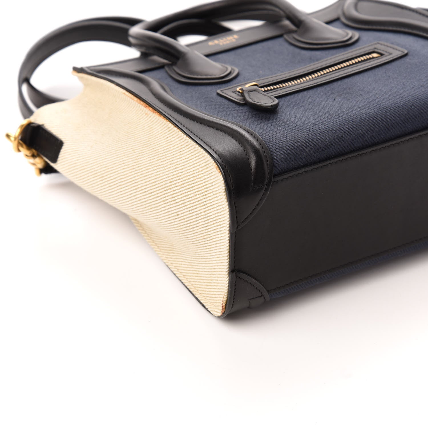 Celine Canvas Smooth Calfskin Nano Tri-Color Luggage Navy Blue 7 of 9