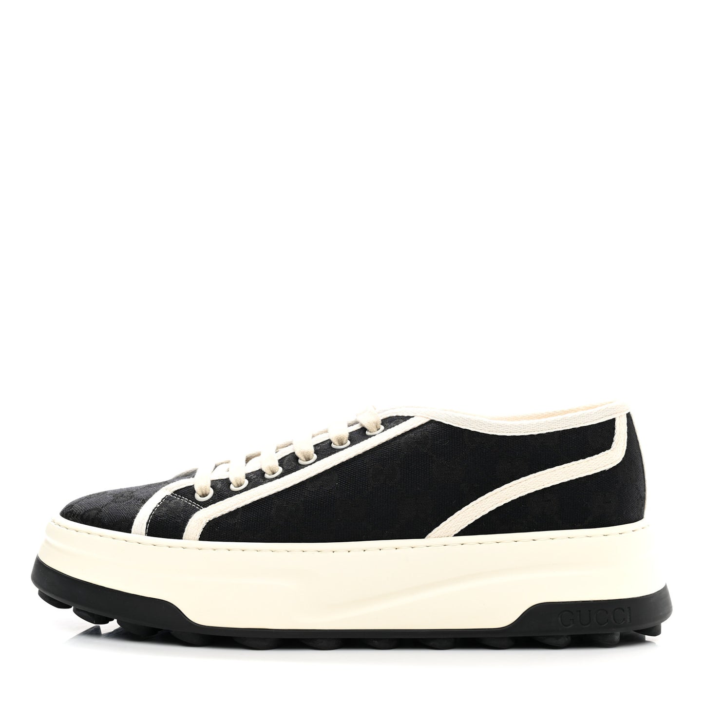 GG Monogram Mens 1977 Tennis Platform 52mm Sneakers 10.5 Black Mystic White