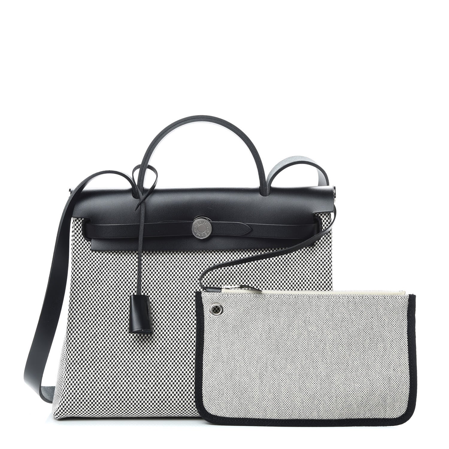 Hermes Vache Hunter Criss Viking Herbag Zip Retourne 31 PM Ecru Black 1 of 13