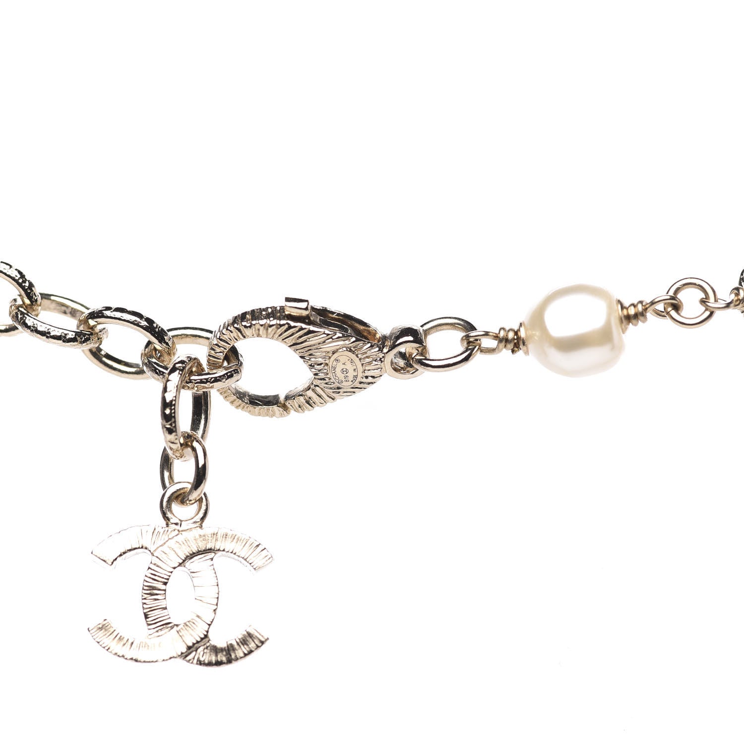 Chanel Pearl Beaded Crystal CC Long Necklace Gold Multi 5 of 7