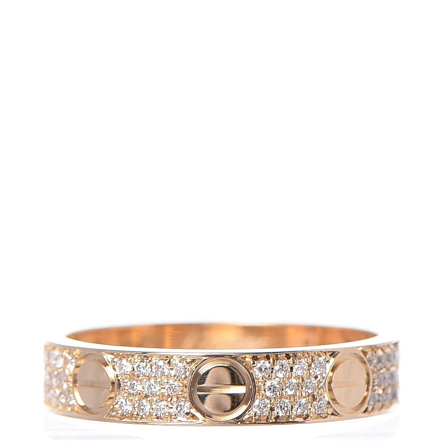 18K Yellow Gold Diamond 4mm LOVE Wedding Paved Band Ring 47 4