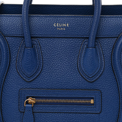 Celine Drummed Calfskin Nano Luggage Indigo 8 of 10