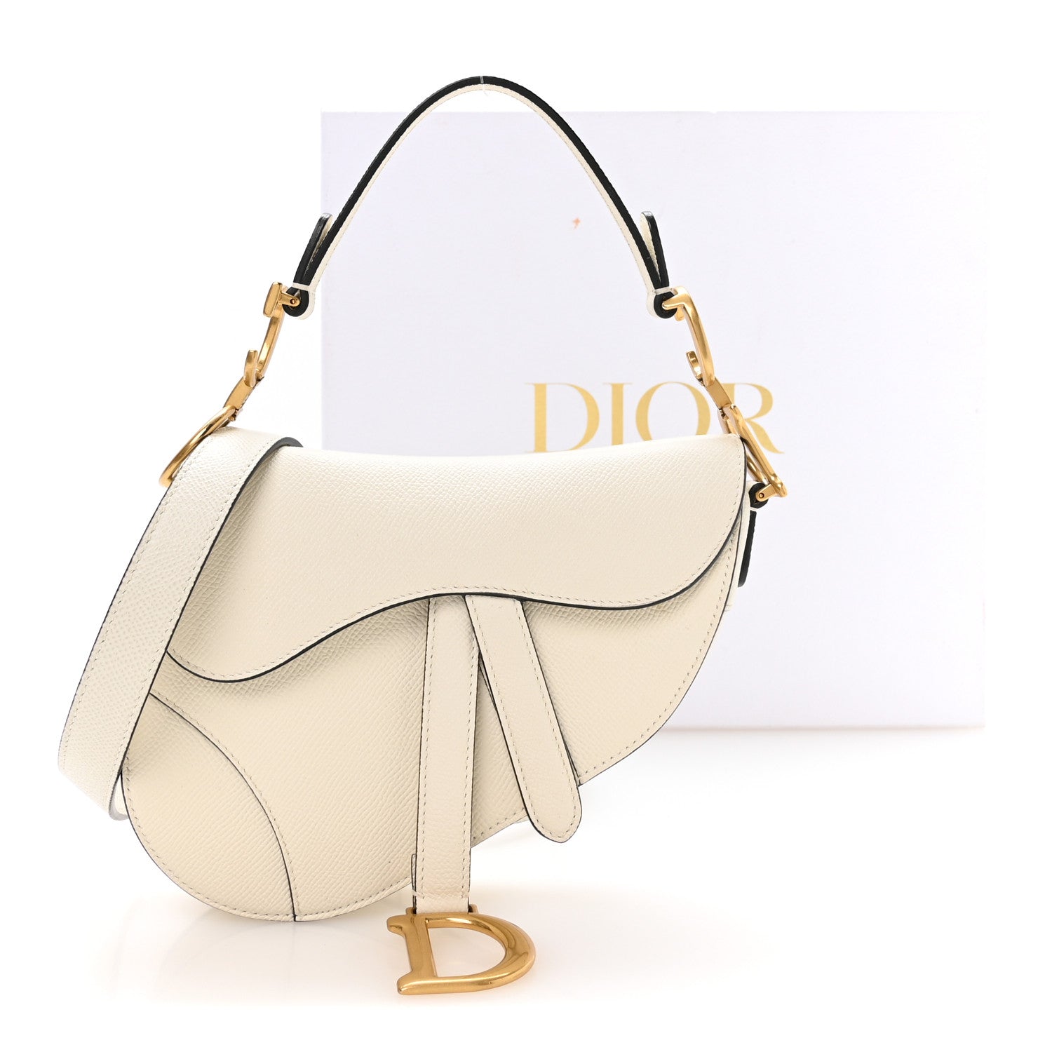 Christian Dior Grained Calfskin Mini Saddle Bag With Strap White 11 of 11