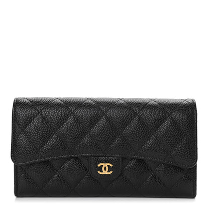 Chanel Caviar Quilted Large Gusset Flap Wallet Black 8 of 15