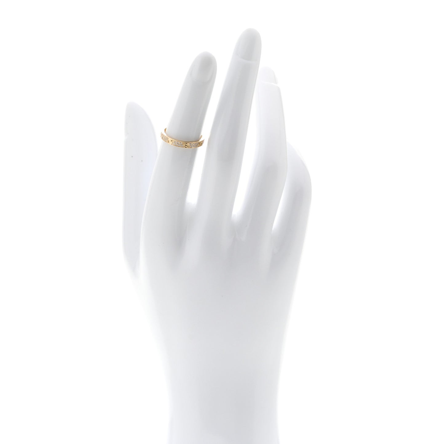 18K Yellow Gold Diamond 2.6mm LOVE Paved Band Ring 48 4.5