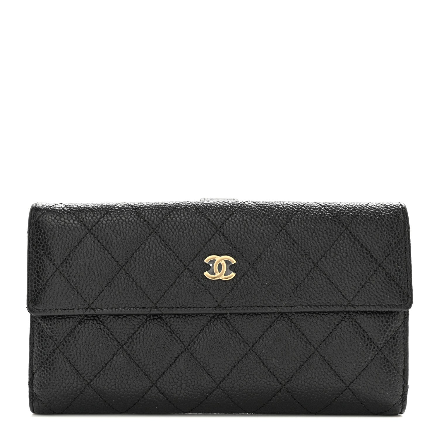 Chanel Caviar Quilted Large Gusset Flap Wallet Black 1 of 14
