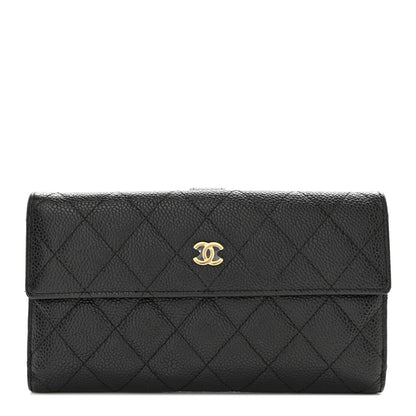 Chanel Caviar Quilted Large Gusset Flap Wallet Black 1 of 14