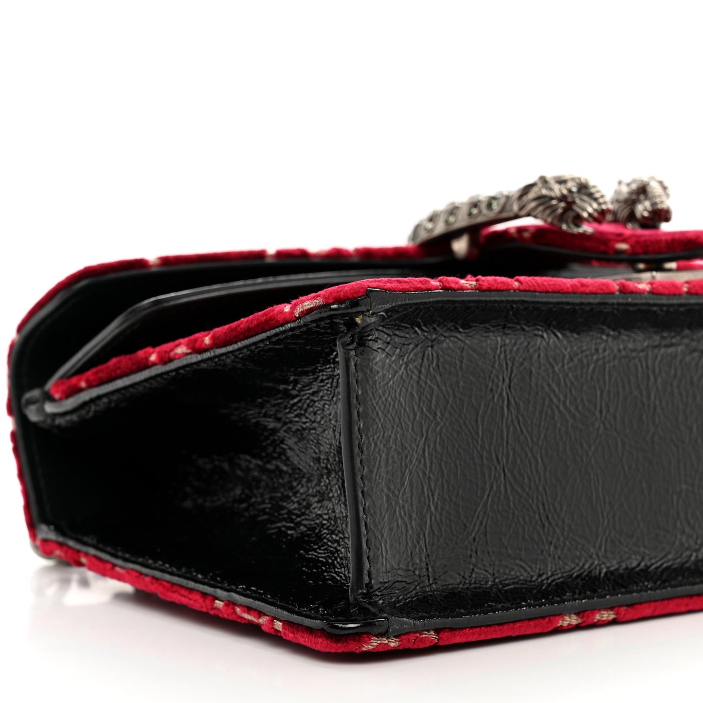 Velvet Skipper Crystal GG Monogram Small Dionysus Shoulder Bag Red Cipria Black Black Diamond