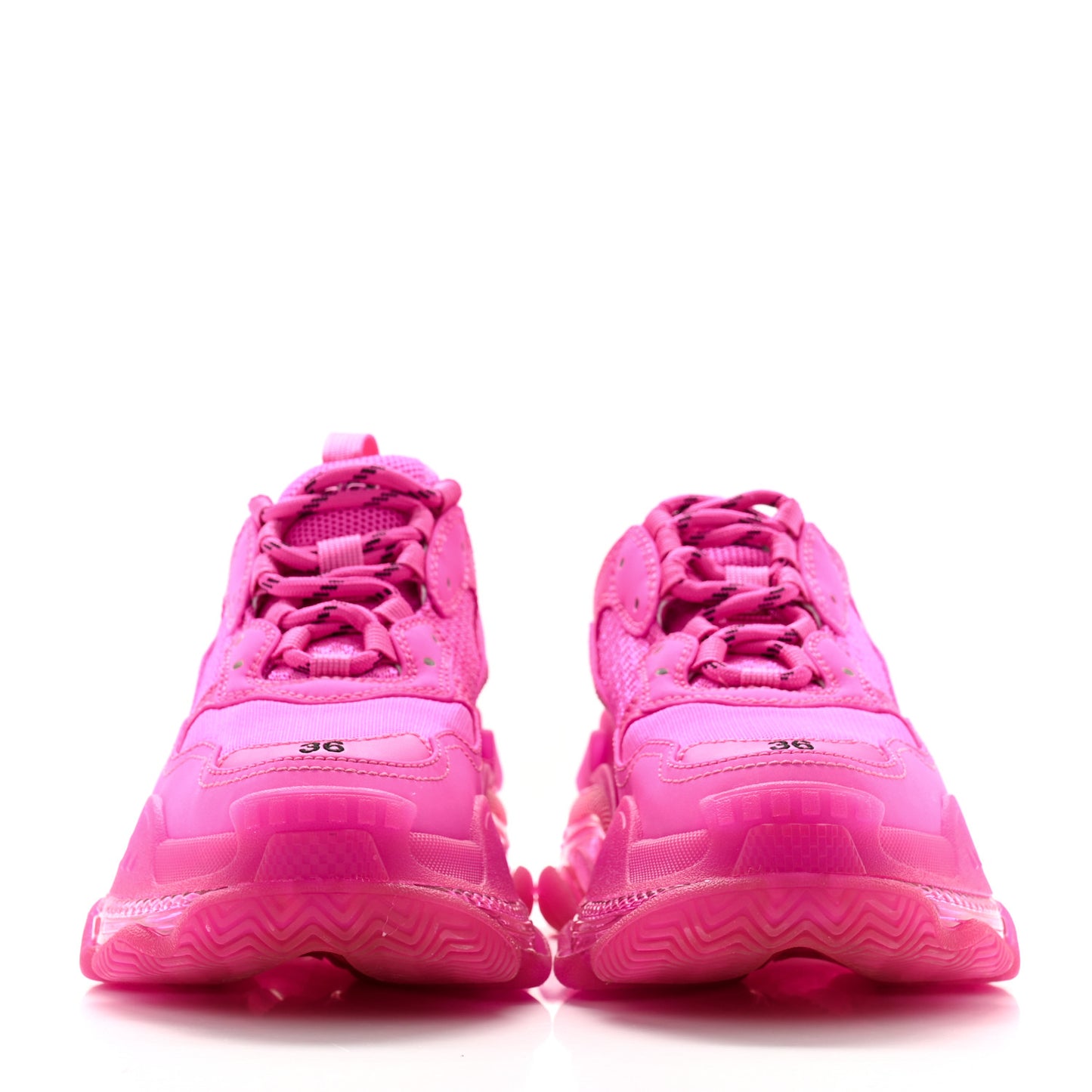 Fabric Mesh Clear Sole Fluo Womens Triple S Sneakers 36 Pink